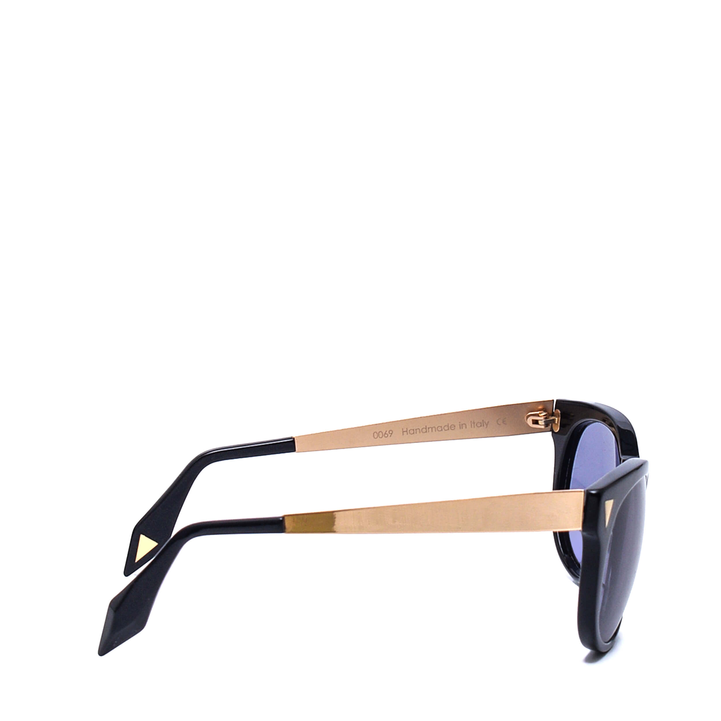 Victoria Beckham - Black Acetate in Gold Wayfarer Sunglasses / 0069